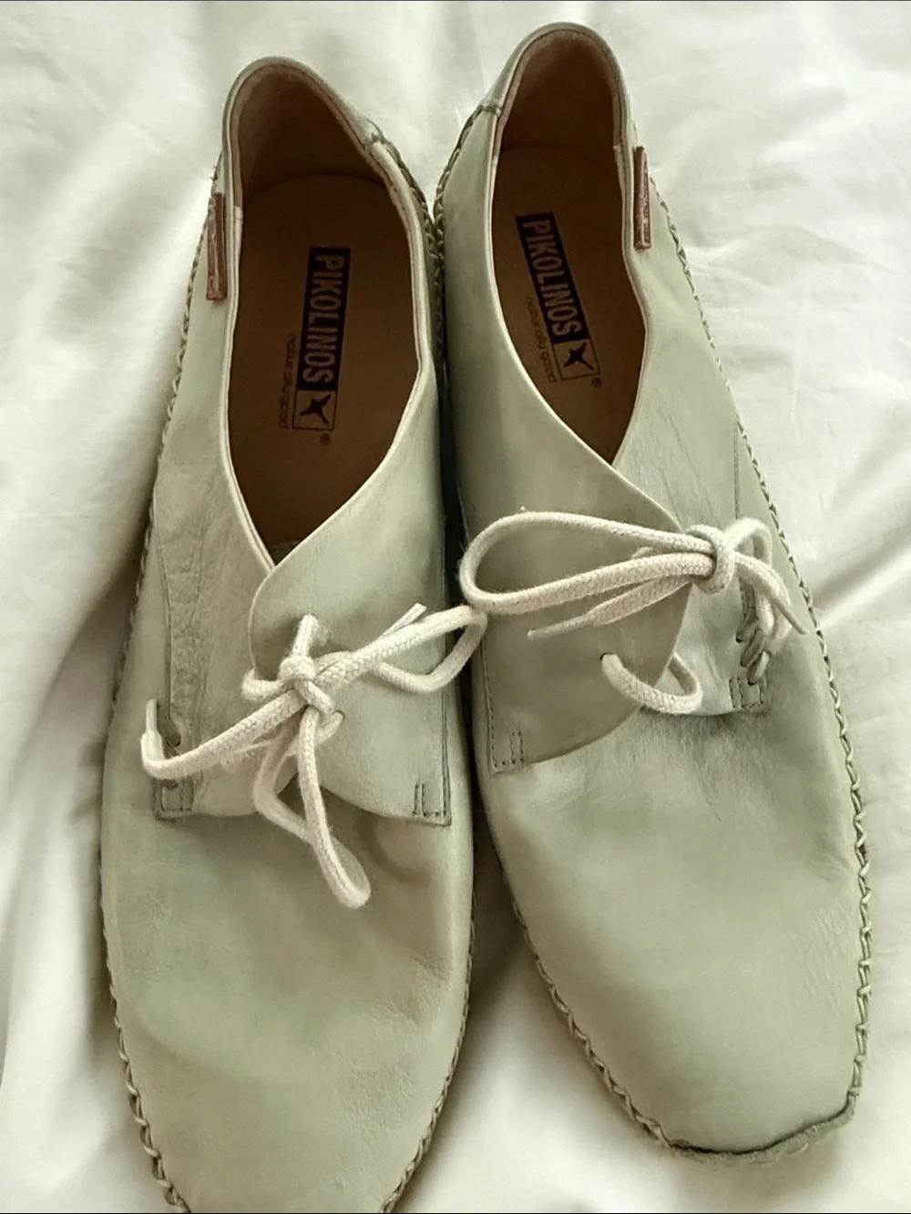 PIKOLINOS Soft Light Gray Leather Lace-Up Casual Shoes